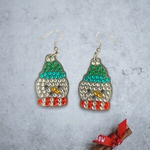 Festive Hand Crafted Multicolor Snowman Beaded Earrings